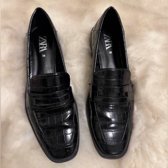 Zara Shoes - Zara patent faux croc loafers